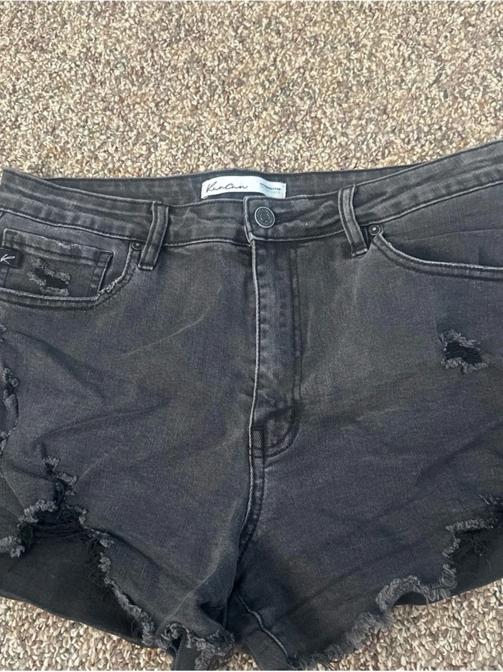 KanCan Black Washed Distressed Denim Shorts